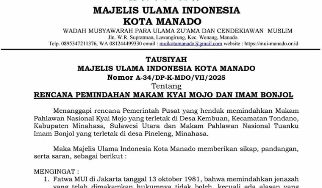 MUI Kota Manado Tolak Pemindahan Makam Kyai Mojo dan Imam Bonjol