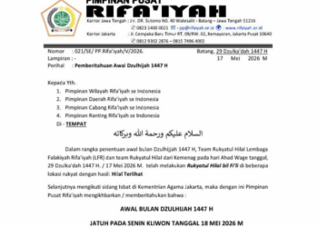 PP Rifa’iyah Tetapkan 1 Dzulhijjah 1447 H Jatuh pada 18 Mei 2026